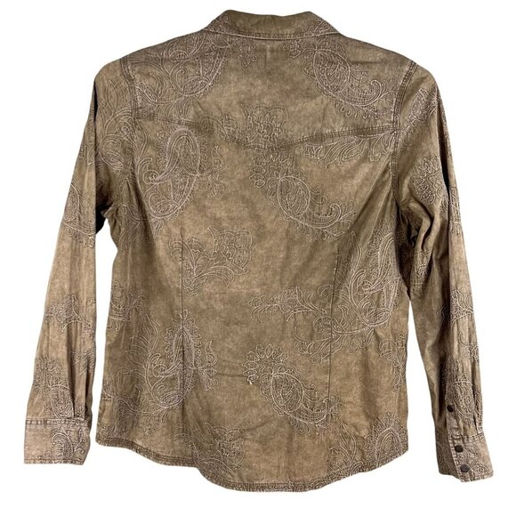 VTG Natural Reflections Womens L Embroidered Shacket Snap Up Long Sleeve Western - Picture 9 of 15